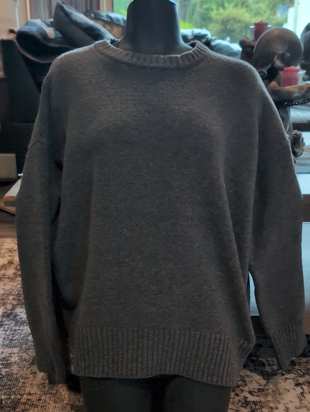Ardene Thick Crewneck Sweater in Charcoal Gray